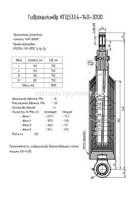 Гидроцилиндр КГЦ 533.4-140-3000