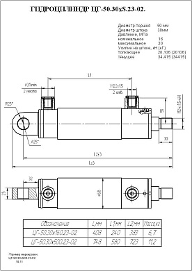 Гидроцилиндр ЦГ-50.30х500.23-02